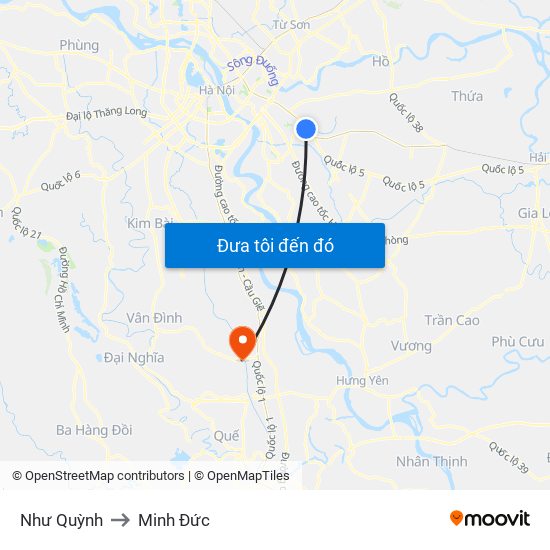 Như Quỳnh to Minh Đức map