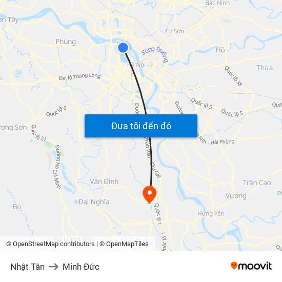 Nhật Tân to Minh Đức map