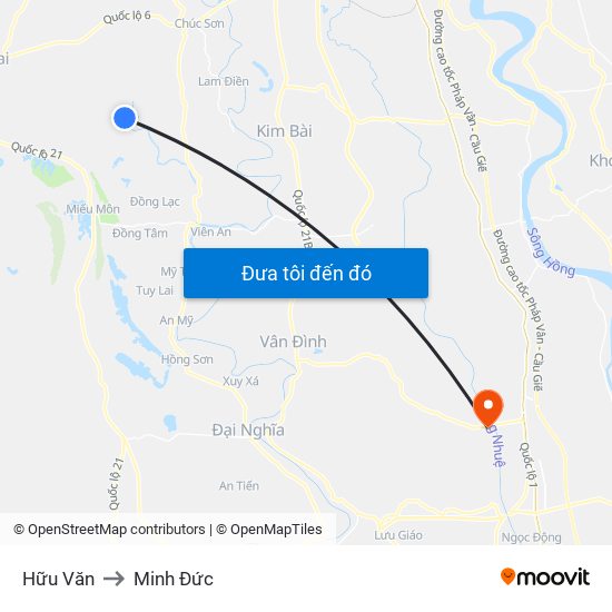 Hữu Văn to Minh Đức map