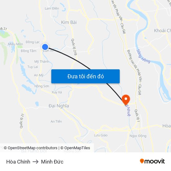Hòa Chính to Minh Đức map