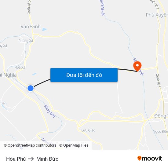 Hòa Phú to Minh Đức map