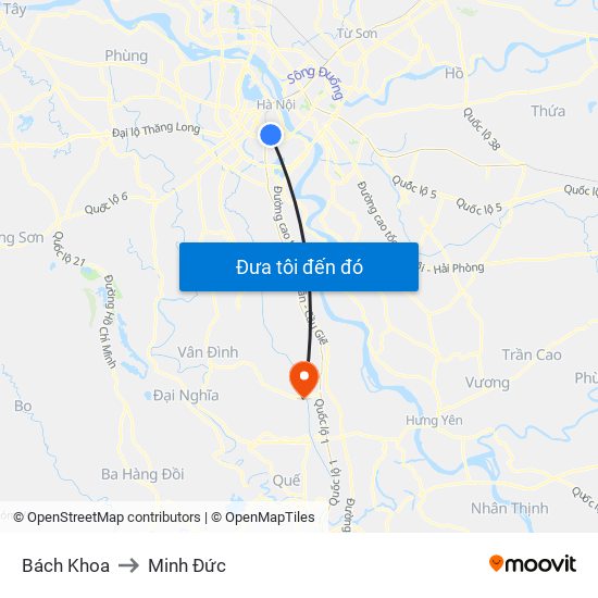 Bách Khoa to Minh Đức map