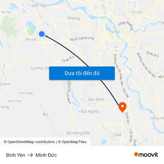 Bình Yên to Minh Đức map