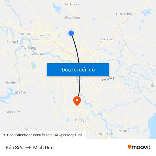 Bắc Sơn to Minh Đức map