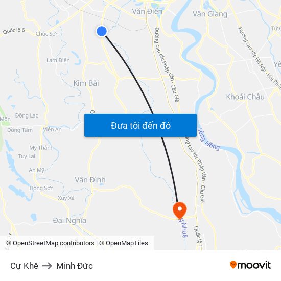 Cự Khê to Minh Đức map