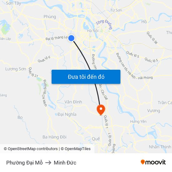 Phường Đại Mỗ to Minh Đức map