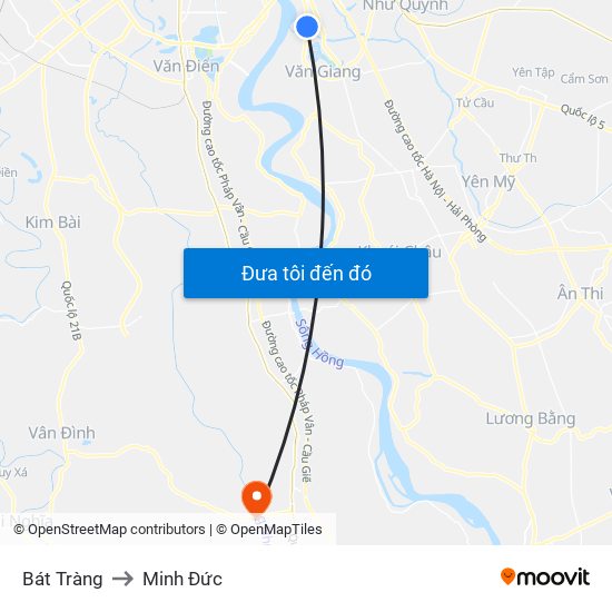 Bát Tràng to Minh Đức map