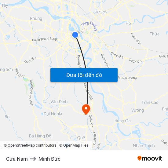 Cửa Nam to Minh Đức map