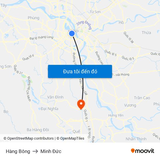 Hàng Bông to Minh Đức map