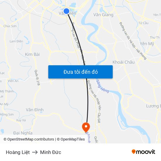 Hoàng Liệt to Minh Đức map