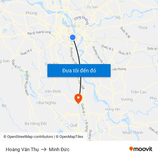 Hoàng Văn Thụ to Minh Đức map