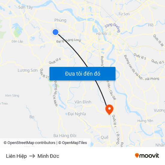 Liên Hiệp to Minh Đức map