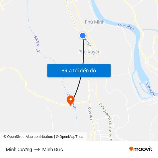 Minh Cường to Minh Đức map