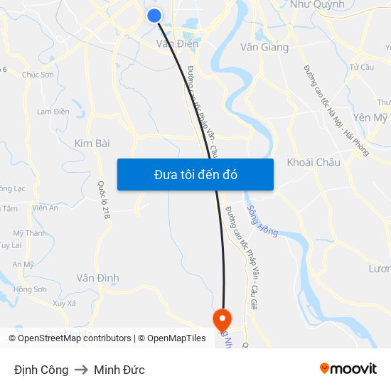 Định Công to Minh Đức map