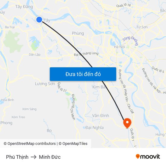 Phú Thịnh to Minh Đức map