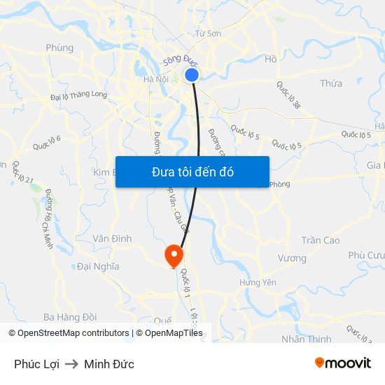 Phúc Lợi to Minh Đức map