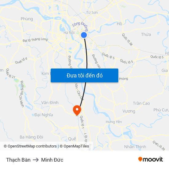 Thạch Bàn to Minh Đức map