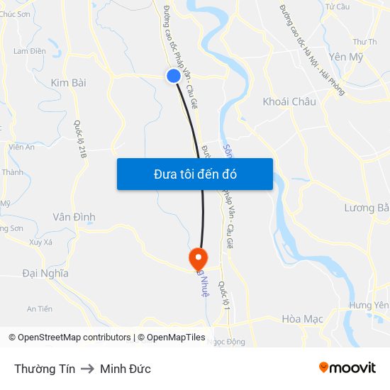 Thường Tín to Minh Đức map