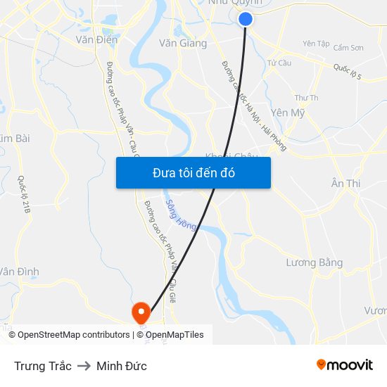 Trưng Trắc to Minh Đức map