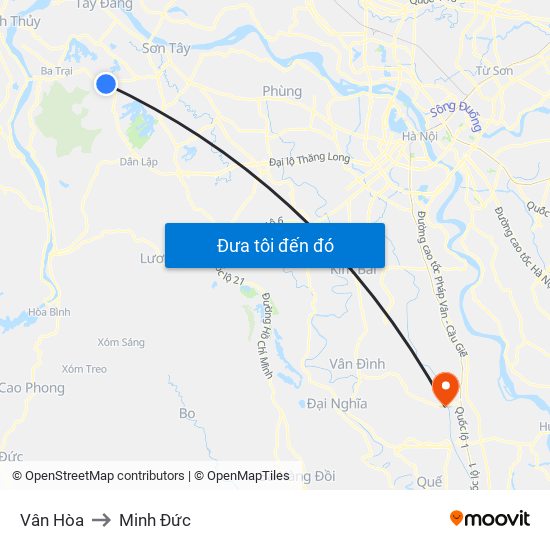 Vân Hòa to Minh Đức map