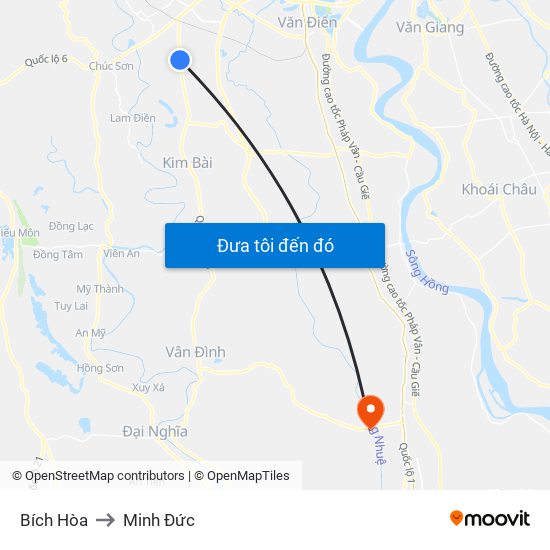 Bích Hòa to Minh Đức map