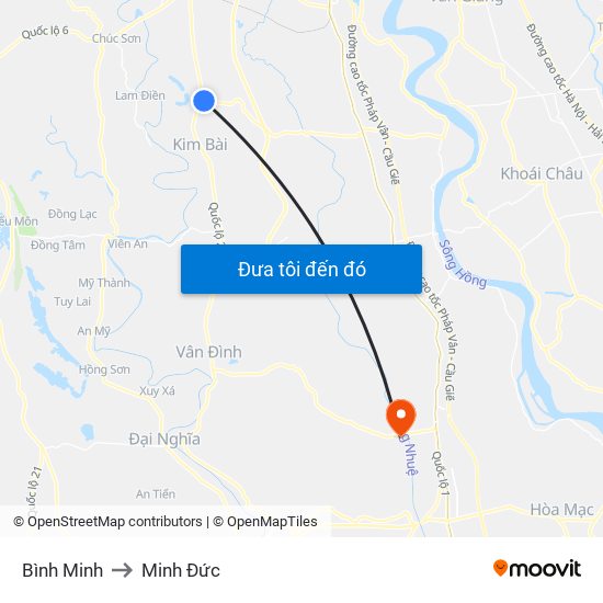 Bình Minh to Minh Đức map
