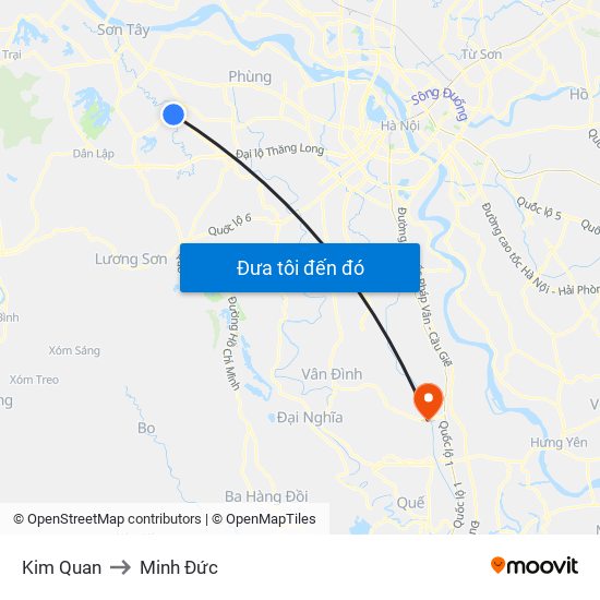 Kim Quan to Minh Đức map