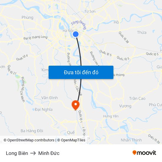 Long Biên to Minh Đức map