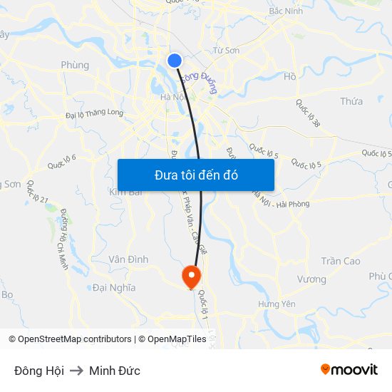 Đông Hội to Minh Đức map