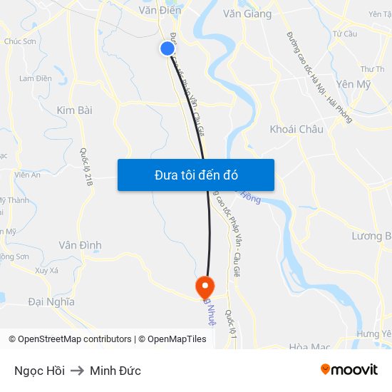 Ngọc Hồi to Minh Đức map