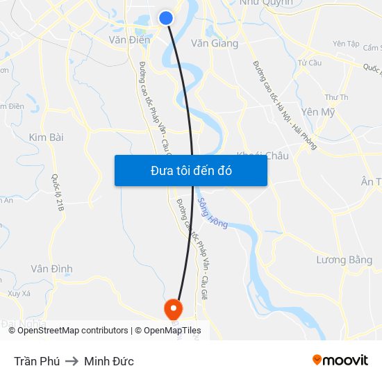 Trần Phú to Minh Đức map