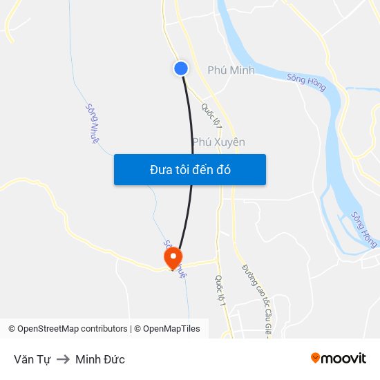Văn Tự to Minh Đức map