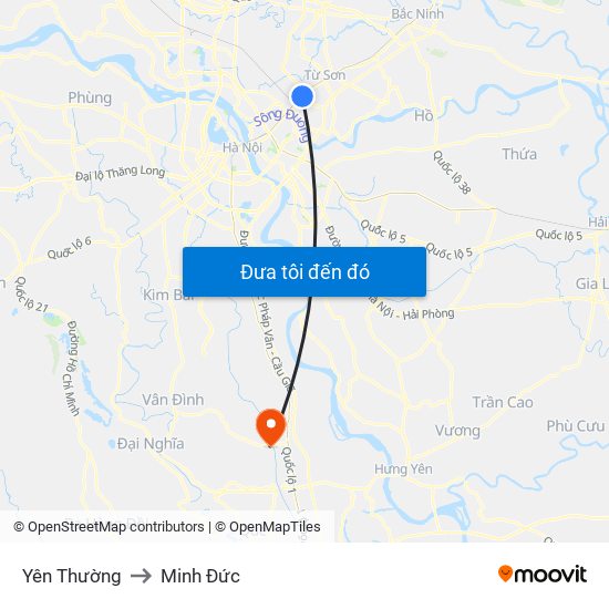 Yên Thường to Minh Đức map