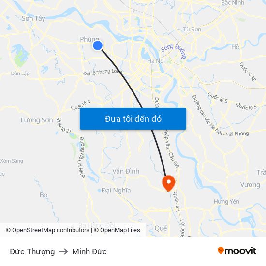 Đức Thượng to Minh Đức map