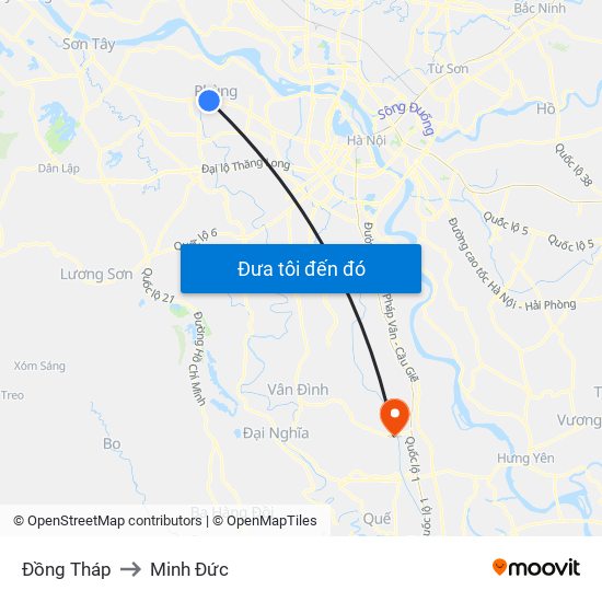 Đồng Tháp to Minh Đức map