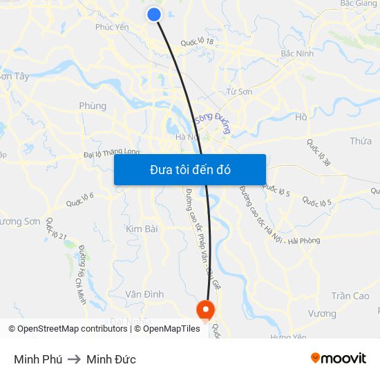 Minh Phú to Minh Đức map