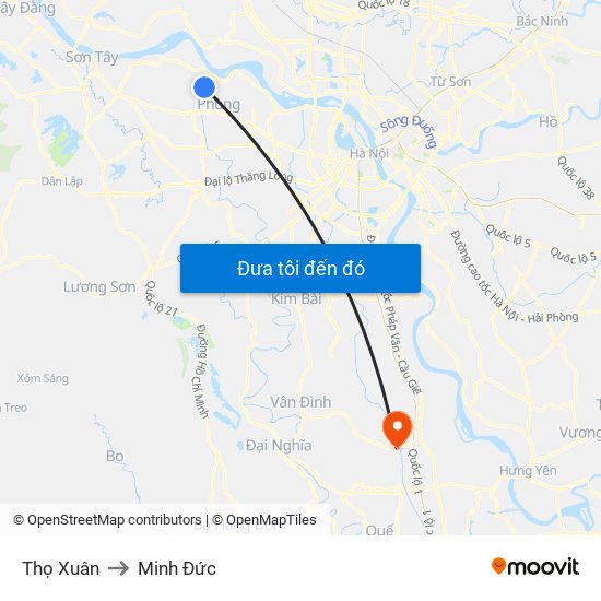 Thọ Xuân to Minh Đức map