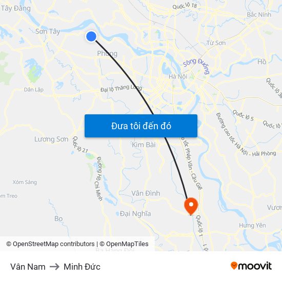 Vân Nam to Minh Đức map