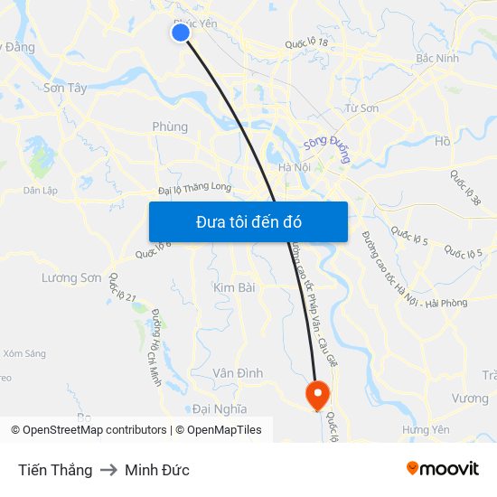 Tiến Thắng to Minh Đức map
