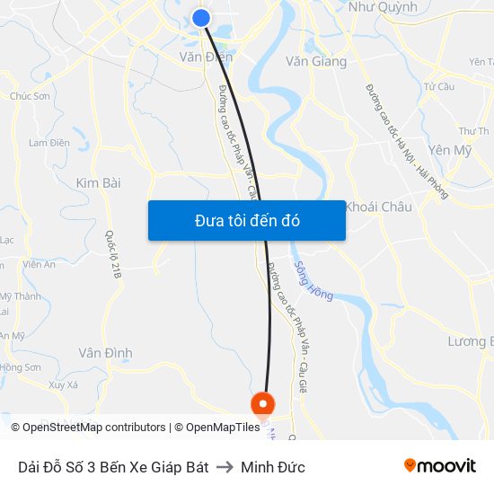 Dải Đỗ Số 3 Bến Xe Giáp Bát to Minh Đức map