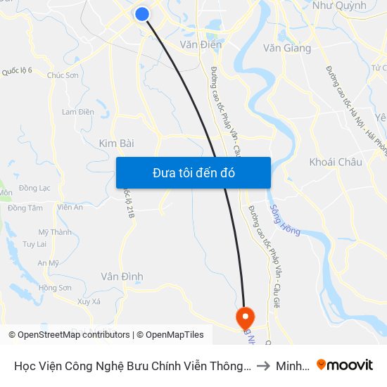 Học Viện Công Nghệ Bưu Chính Viễn Thông - Trần Phú (Hà Đông) to Minh Đức map