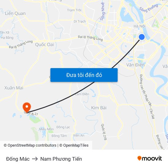 Đống Mác to Nam Phương Tiến map