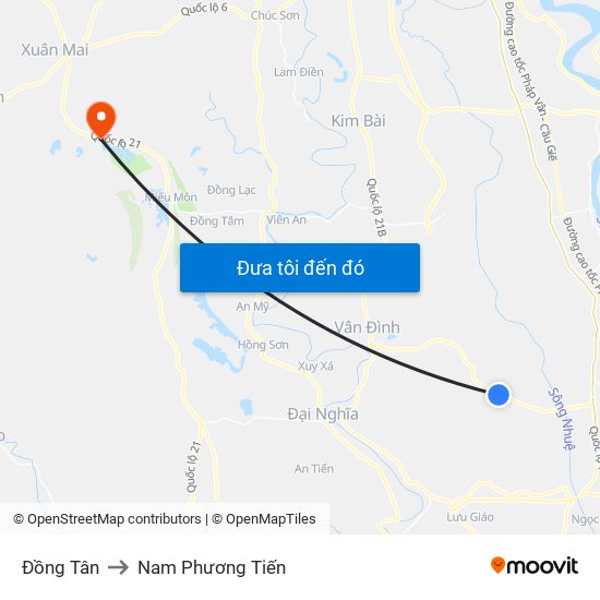 Đồng Tân to Nam Phương Tiến map