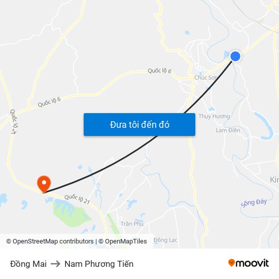 Đồng Mai to Nam Phương Tiến map