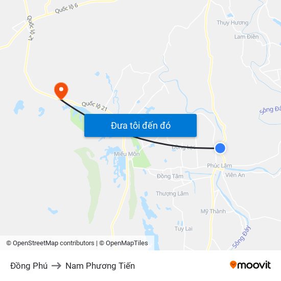 Đồng Phú to Nam Phương Tiến map