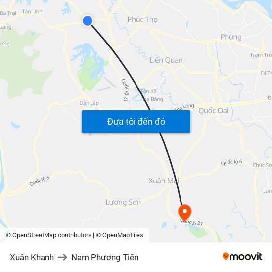 Xuân Khanh to Nam Phương Tiến map