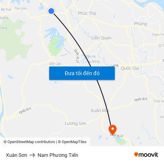 Xuân Sơn to Nam Phương Tiến map