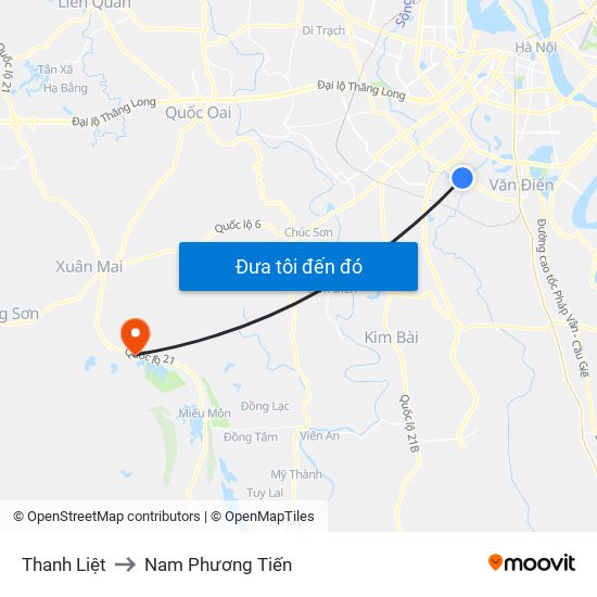 Thanh Liệt to Nam Phương Tiến map