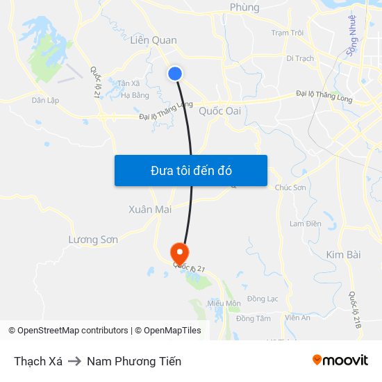 Thạch Xá to Nam Phương Tiến map