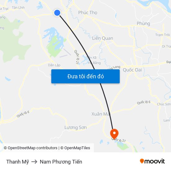 Thanh Mỹ to Nam Phương Tiến map